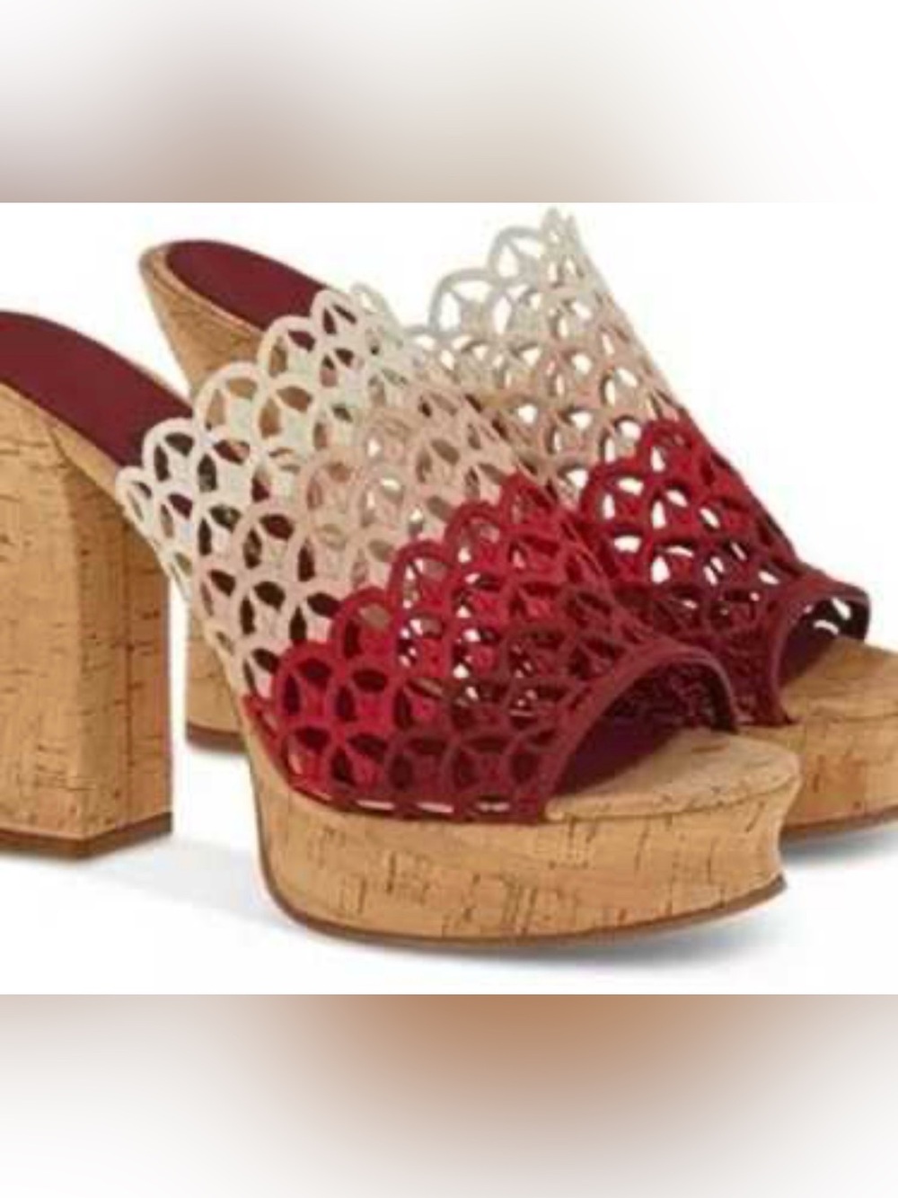 Salvatore Ferragamo SAJA WOVEN CORK SLIP ON HEEL SANDAL SHOES US 7.5 $800